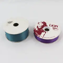 Lot of 2 Vintage Acetate Ribbon Spools Lion/RB Purple/Jade 27-9206 20-9206