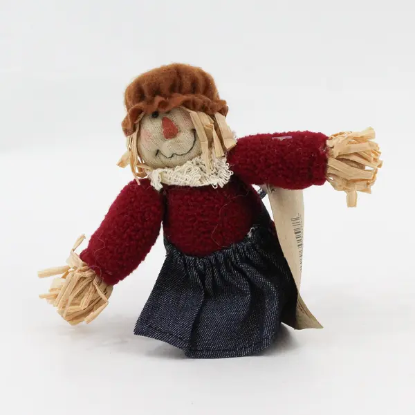 Hanna's Handiworks Fabric Scarecrow Figurine, New 5.8" Tall 
