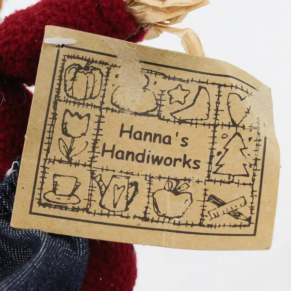 Hanna's Handiworks Fabric Scarecrow Figurine, New 5.8" Tall 