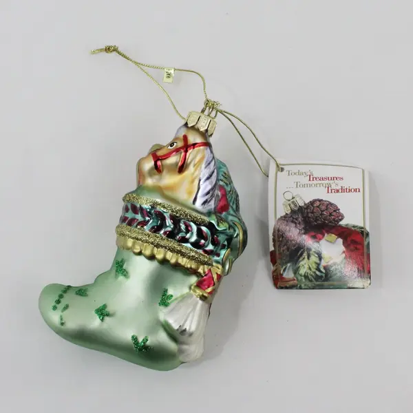 VTG Fitz and Floyd Blown Glass Ornament Christmas Stocking Full of Gifts 4.25"
