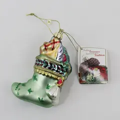VTG Fitz and Floyd Blown Glass Ornament Christmas Stocking Full of Gifts 4.25"