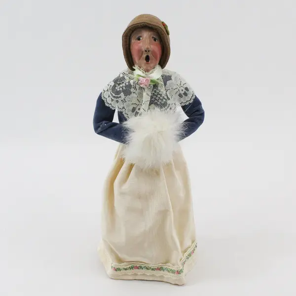 1993 Byers' Choice Carolers Woman Figurine Lace Shawl Fur Muff Christmas
