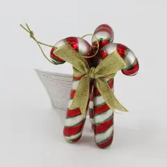 VTG Fitz and Floyd Blown Glass Christmas Ornament 3 Candy Canes Together 4" Good