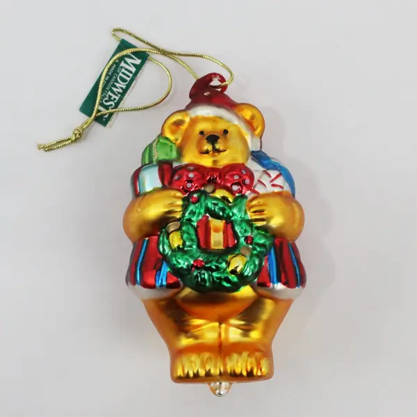 Vintage Midwest of Cannon Falls Dressed Teddy Bear Holding Christmas Gifts 5.5"