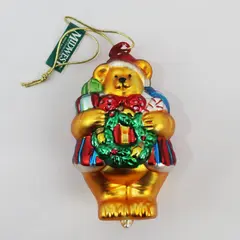 Vintage Midwest of Cannon Falls Dressed Teddy Bear Holding Christmas Gifts 5.5"