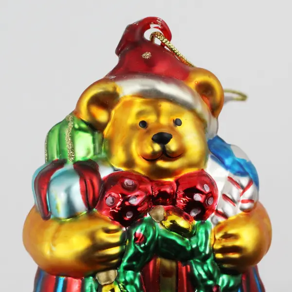 Vintage Midwest of Cannon Falls Dressed Teddy Bear Holding Christmas Gifts 5.5"