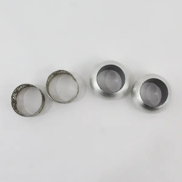 Lot of 4 Silver-Tone Metal Napkin Rings, 2 Pierced Openwork Floral Scrollwork