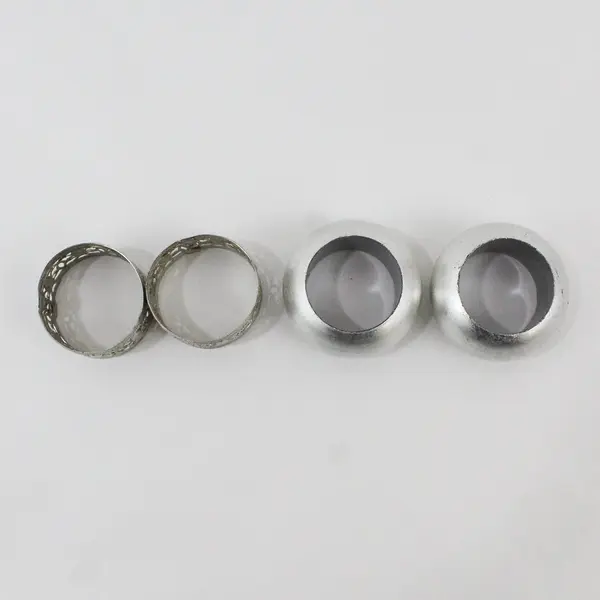 Lot of 4 Silver-Tone Metal Napkin Rings, 2 Pierced Openwork Floral Scrollwork