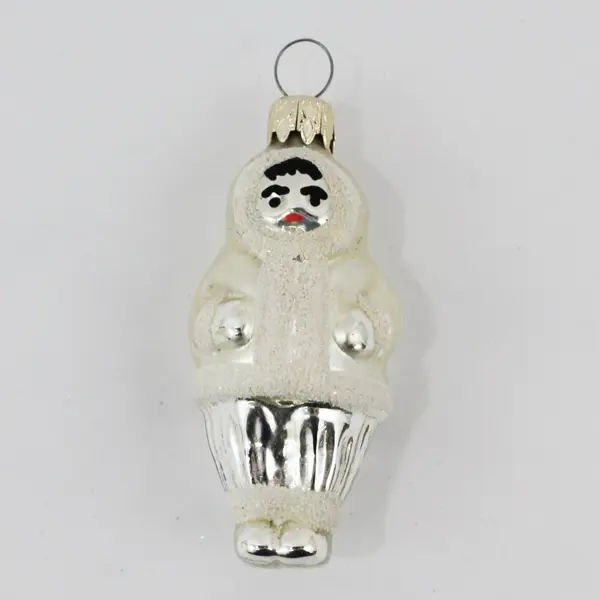 Vintage Blown Glass Christmas Ornament West Germany Eskimo Snow Baby 3.75"