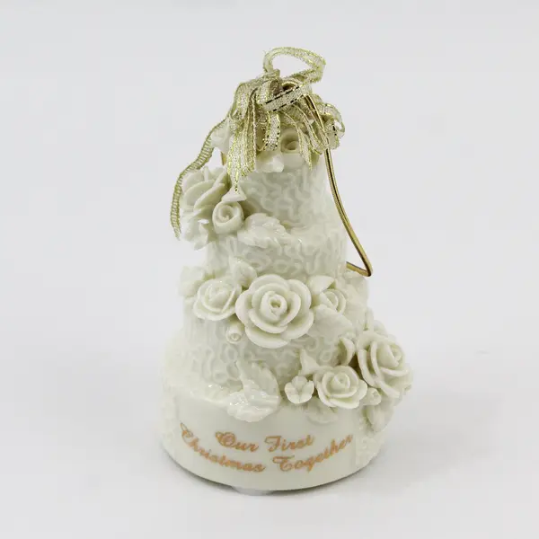 First Christmas Ceramic Hanging Ornament (Wedding Cake) 5" Tall 