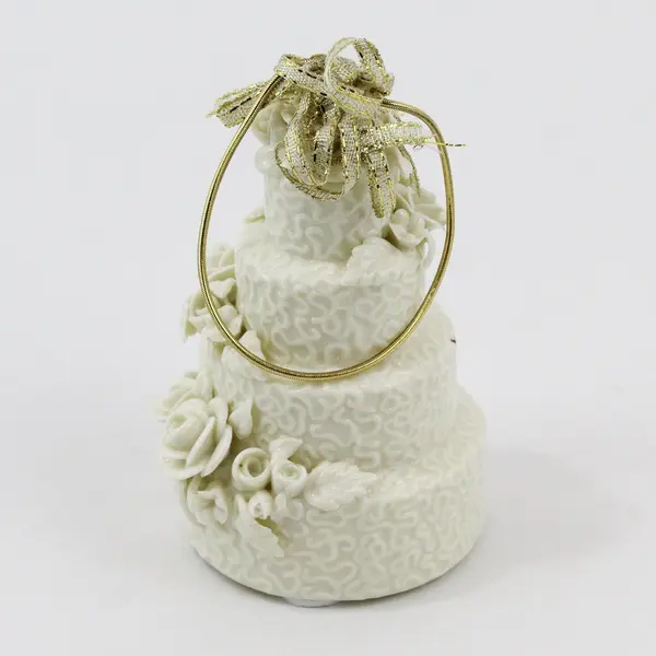 First Christmas Ceramic Hanging Ornament (Wedding Cake) 5" Tall 