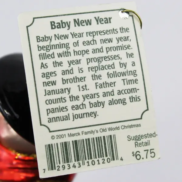 VTG Merck Family's Old World Christmas Baby New Year 2001 Ornament 4" Tall Good