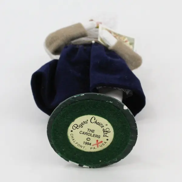 1994 Byers' Choice Christmas L E Caroler Girl Wearing Blue Velvet Dress Figurine