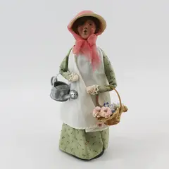 2003 Byers' Choice Caroler Woman With Basket Of Flowers And Watering Can