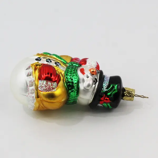 VTG Inge Glas Hand Painted Mouth Blown German Ornament Snowman W/Snowball 4.5"