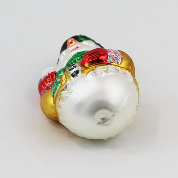 VTG Inge Glas Hand Painted Mouth Blown German Ornament Snowman W/Snowball 4.5"