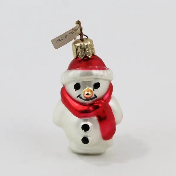 Vintage Department 56 Blown Glass Snowman Christmas Ornament 2.5"