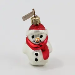 Vintage Department 56 Blown Glass Snowman Christmas Ornament 2.5"