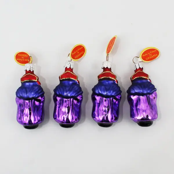 Lot of 4 VTG Gedania Blown Glass Wise Men Ornaments 2.75" Purple Robes Red Hats