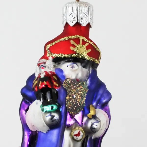 Lot of 4 VTG Gedania Blown Glass Wise Men Ornaments 2.75" Purple Robes Red Hats