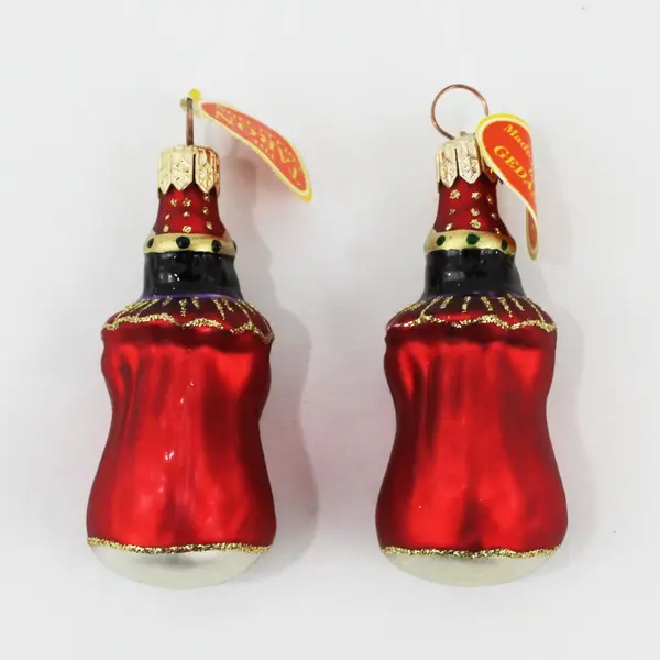 Lot of 2 VTG Gedania Hand-Blown Glass Wise Man Ornaments 3" Red Robes Red Hats