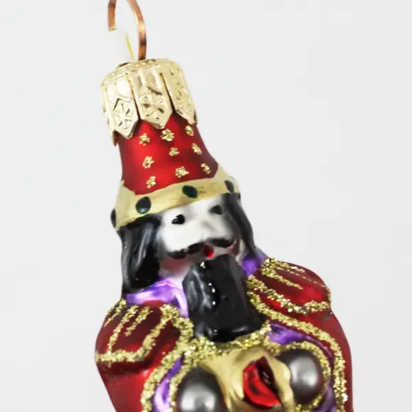 Lot of 2 VTG Gedania Hand-Blown Glass Wise Man Ornaments 3" Red Robes Red Hats