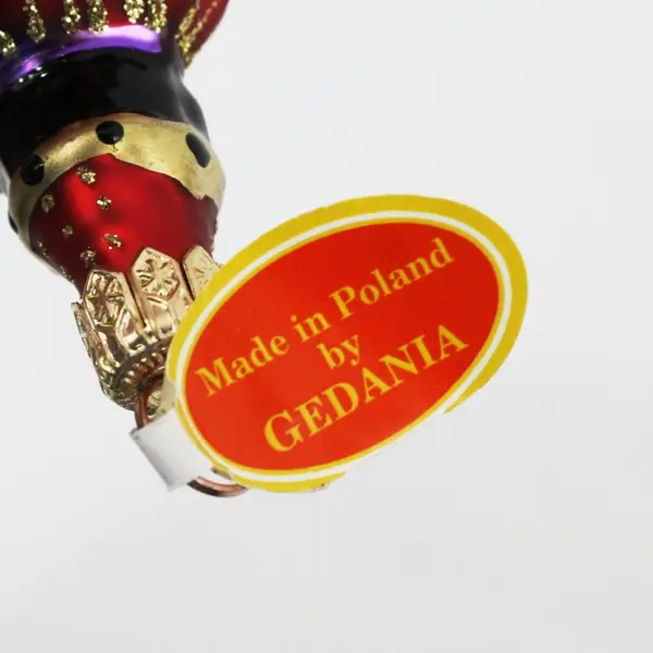 Lot of 2 VTG Gedania Hand-Blown Glass Wise Man Ornaments 3" Red Robes Red Hats
