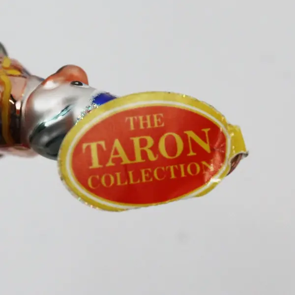 Lot of 2 Vintage Taron Collection Hand-Blown Glass Duck Tricycle Ornaments 3in