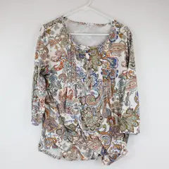 Women's Large Multicolor Paisley 3/4 Sleeve Blouse Shirt Top