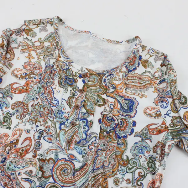 Women's Large Multicolor Paisley 3/4 Sleeve Blouse Shirt Top