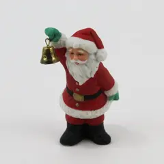 Vintage 2.5" Lefton Colonial Village Figurine Santa with Hand Bell #06987 Good