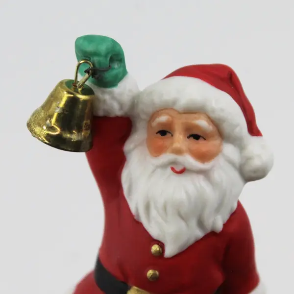 Vintage 2.5" Lefton Colonial Village Figurine Santa with Hand Bell #06987 Good