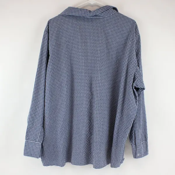 Krazy Kat Women's 3X Blue Gingham Long Sleeve Button-Up Shirt