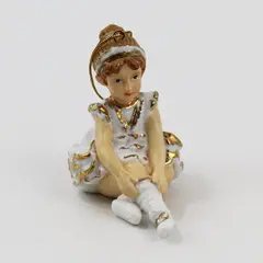Rare Vintage 80s Little Girl Ballerina Ceramic Figurine Christmas Ornament 3"