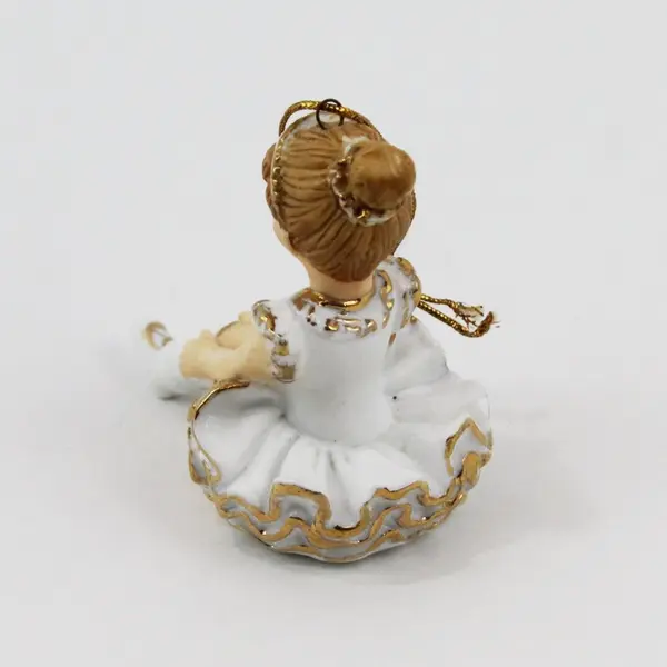 Rare Vintage 80s Little Girl Ballerina Ceramic Figurine Christmas Ornament 3"
