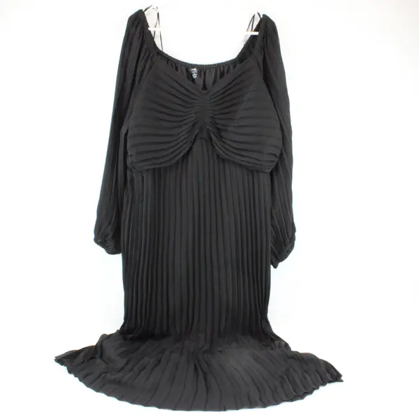 Terra & Sky Black Sweetheart Pleated Midi Dress Women's Plus 3X