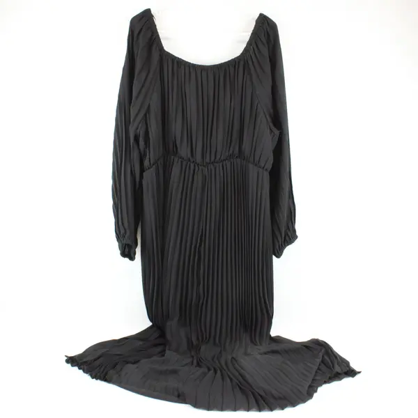Terra & Sky Black Sweetheart Pleated Midi Dress Women's Plus 3X