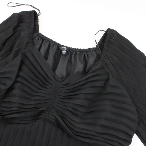 Terra & Sky Black Sweetheart Pleated Midi Dress Women's Plus 3X