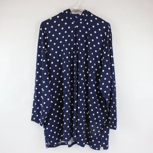 Lands' End Women's Navy White Polka Dot 1/4 Zip Athletic Top 3X