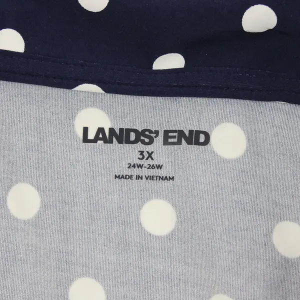 Lands' End Women's Navy White Polka Dot 1/4 Zip Athletic Top 3X