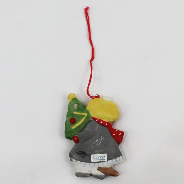 Vintage 1985 Schmid Kitty Cucumber Resin Christmas Ornament 3.5in Paint Loss