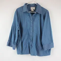 Fred David M2U300H Women's 3X Plus Blue Embroidered Shimmery Blouse