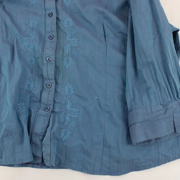 Fred David M2U300H Women's 3X Plus Blue Embroidered Shimmery Blouse
