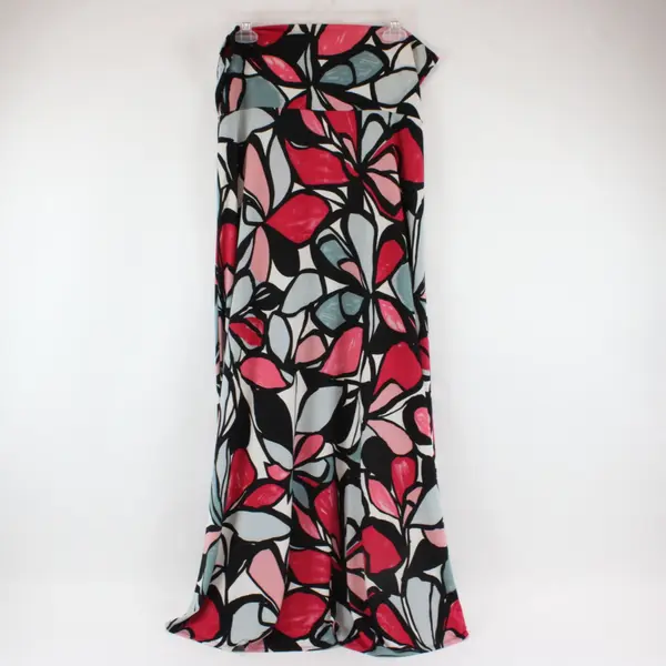 LuLaRoe Foldover Maxi Skirt XL Abstract Black, Pink, Grey, White Floral Print