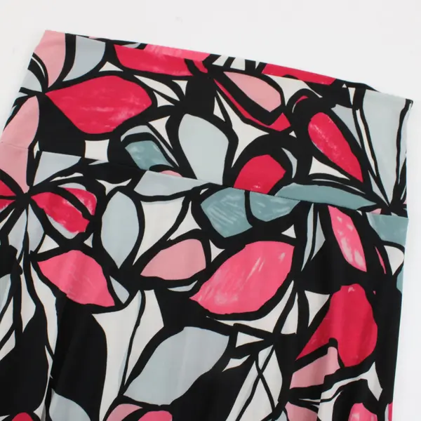 LuLaRoe Foldover Maxi Skirt XL Abstract Black, Pink, Grey, White Floral Print