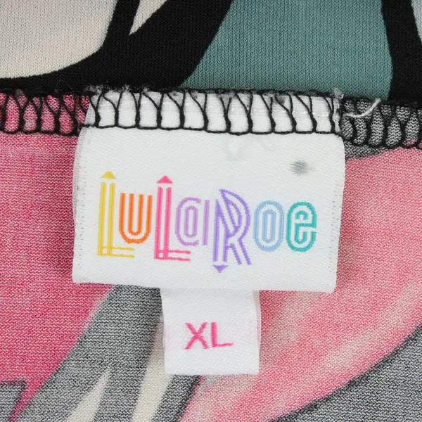 LuLaRoe Foldover Maxi Skirt XL Abstract Black, Pink, Grey, White Floral Print