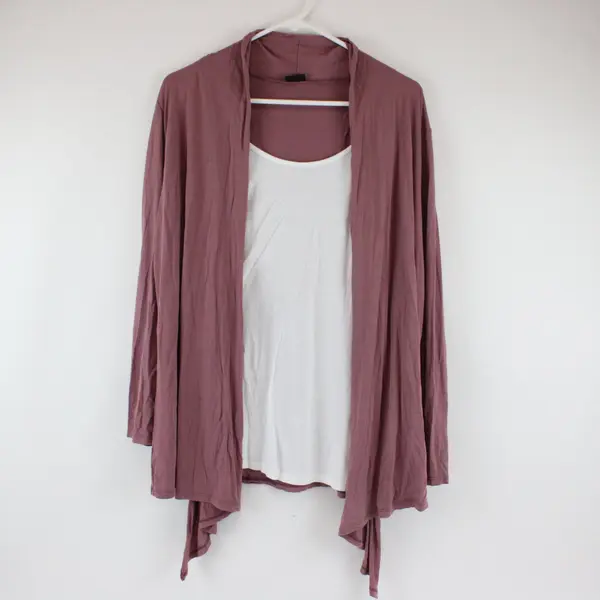 Lascana for Venus Muted Purple/Pink Asymmetrical Cardigan W/ Faux White Shirt XL