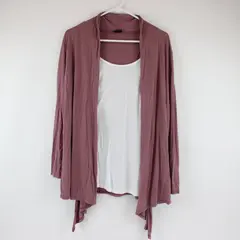 Lascana for Venus Muted Purple/Pink Asymmetrical Cardigan W/ Faux White Shirt XL