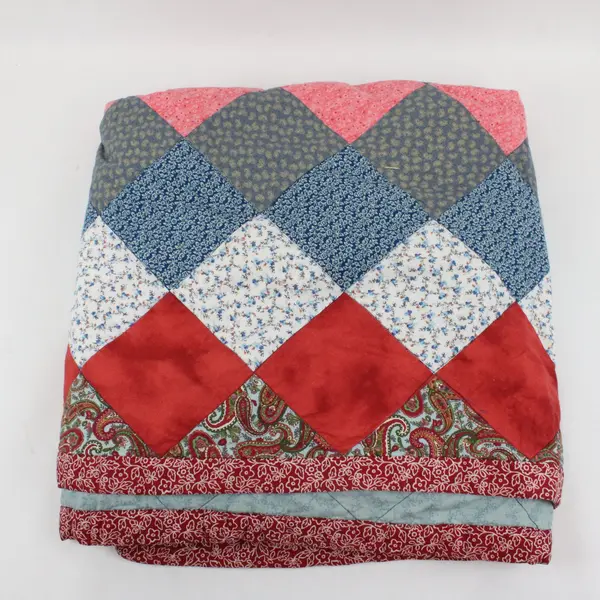 Handmade Red White Blue Patriotic Americana Quilt 66 x 70"