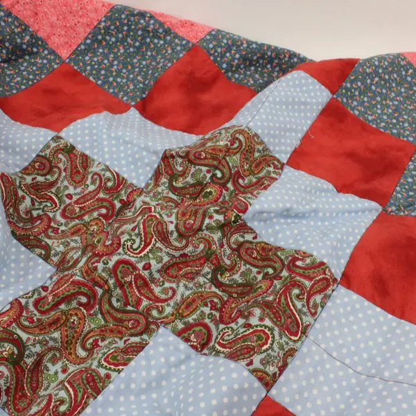 Handmade Red White Blue Patriotic Americana Quilt 66 x 70"